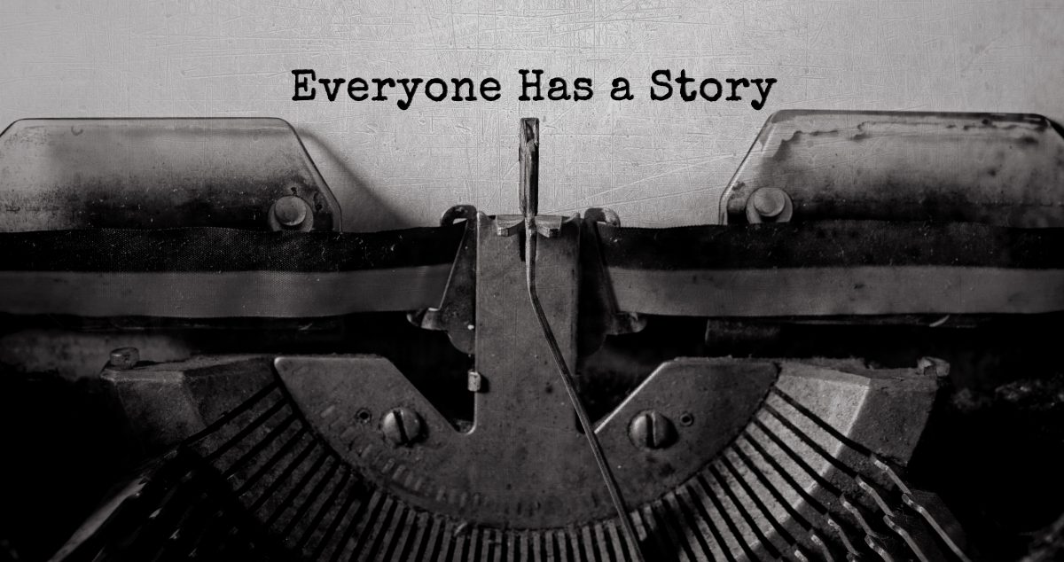 typewriter typing everyone has a story