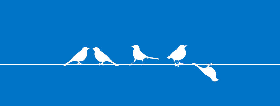 Vector image of birds in a row with one bird upside down
